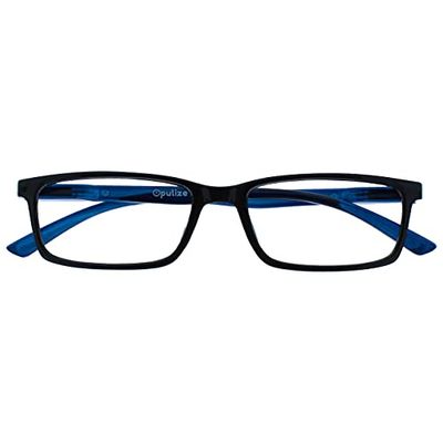 OPULIZE See - Occhiali da Lettura Filtro Luce Blu Montatura Stretta Cerniere a Molla Migliorano il Sonno Gaming Computer Anti Riflesso Nero Uomo Donna B9-1+3.50