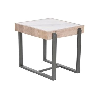 Home ESPRIT Table d'appoint Blanc Gris Naturel Métal 50 x 50 x 50 x 50 cm