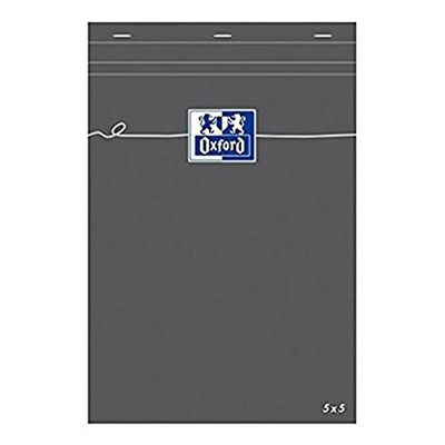 OXFORD Pack of 5 Note Pads Orange A5, Small Squares, 5 mm, 80 Sheets, stapled, Cover Sheet Coated Grey