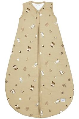 Meyco Baby Forest Animals Sac de couchage doublé, sac de couchage pour bébé (sac de couchage 100% coton, longue fermeture éclair, doux pour la peau, forme sûre, taille : 74), sable