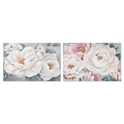Home ESPRIT Quadro Rosa Romantico 120 x 3,7 x 80 cm (2 Pezzi)
