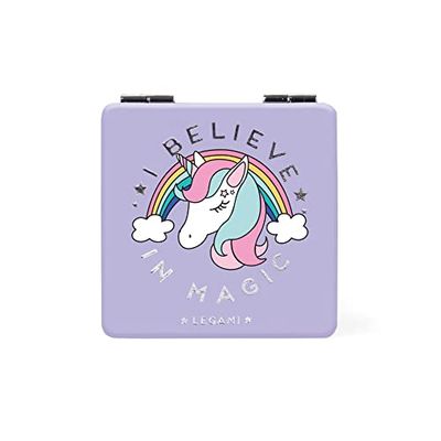 Legami - Miroir de Sac à Main, avec Miroir grossissant, sans Distorsion, idéal pour Sac à Main et pour Le Voyage, 6 x 6 cm, thème Licorne