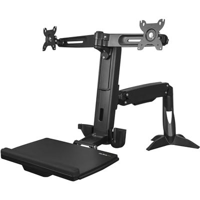 StarTech.com Braço para 2 monitores de até 24 polegadas - braço de suporte VESA para duas telas de pé e sentado de altura ajustável