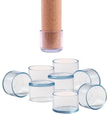 IPEA - Tapas de Silicona para sillas y Muebles, 16 Piezas, Patas Redondas para Patas de Madera, plástico o Hierro para sillas y mesas, antiarañazos y cancelación de Ruido, 25 mm, Transparente