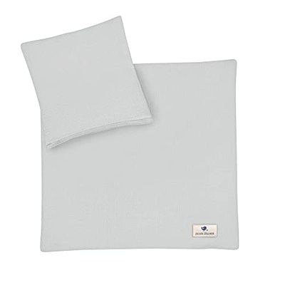 Julius Zöllner Muselina – Ropa de Cama Infantil 80 x 80 + 35 x 40 cm, Juego de 2 Piezas de Funda nórdica y Funda de Almohada, 100% Muselina de algodón, con Cremallera, estándar 100 by Oeko-Tex, Gris