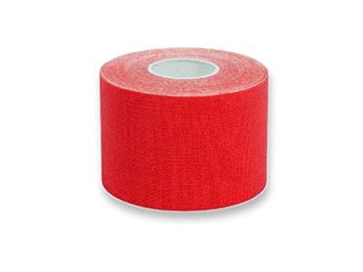 Gima - Ruban de Kinésiologie Ultra Adhésif, Hypoallergénique Imperméable et Élastique jusqu'à 160%, Epaisseur 0.48 mm, Dimensions : 5 m x 5 cm, Couleur Rouge, pour Sports et Physiothérapie, 1 Rouleau