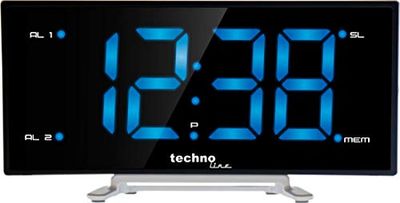 TechnoLine großes Display Curved Rádio-despertador, preto, 17,1 x 4 x 8,7 cm