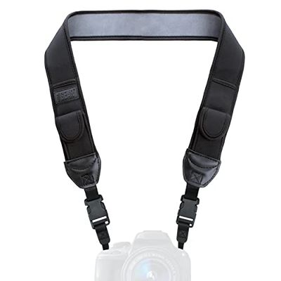 USA GEAR Cinghia della Fotocamera con Fibbie a Sgancio Rapido e Tasche di Conservazione Sccessorie - Compatibile con Fotocamere Canon, Fujifilm, Nikon, Sony DSLR, Mirrorless e Istantanee - Nero