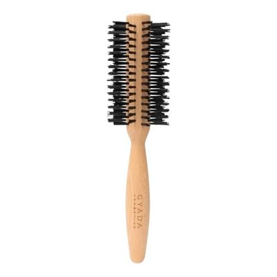 GYADA COSMETICS, brosse ronde large, idéale pour cheveux longs et moyens longs, antistatique, résistant aux hautes températures, manche ergonomique, en bois de hêtre