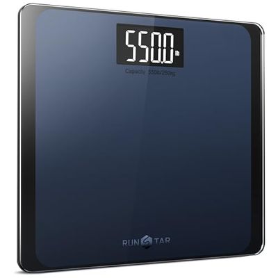 RunSTAR 550lb digital badrumsvåg för kroppsvikt med extra bred plattform och stor LCD-skärm Noggrann högprecisionsvåg med extra hög kapacitet