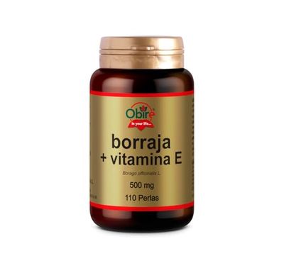 Obire | Aceite de Borraja + Vitamina E 500 mg | 110 Perlas | Síntomas Menstruales | Antioxidante |Rendimiento Físico y Mental