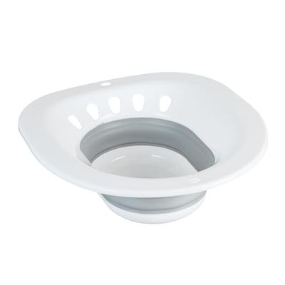 Relaxdays Sitz Bath for Toilet, Foldable, HWD: 12 x 36 x 39 cm, Insert Bidet, for Intimate Hygiene, Plastic, White/Grey, Cast iron, 71 x 17 x 21 cm