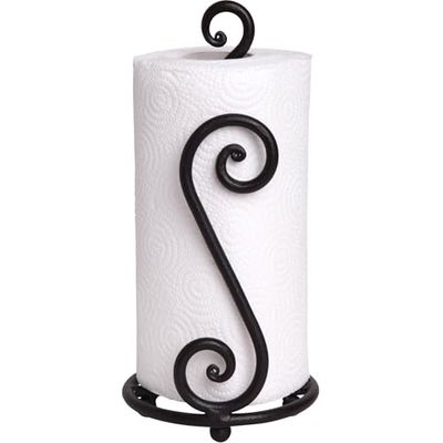 Soporte para Toallas de Papel de Lujo | Negro Elegante Hierro Forjado | Soporte de pie de Metal Forjado a Mano clásico Decorativo para encimera | Hecho a Mano por RTZEN-Décor