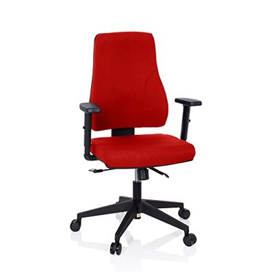 hjh OFFICE 810016 Professionele bureaustoel Mathes, stof, rood, draaistoel, ergonomisch, rugleuning en armleuningen, in hoogte verstelbaar, 113 x 65 x 60 cm