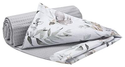 Medi Partners Couverture Bebe Couvertures de Bébé Plaid Enfant Nouveau-né 100% Coton pour Cadeau Naissance 75x100cm Multifonctionnel Bilatéral pour Landaus (Cerf dans Les Feuilles avec Gaufre Gris)