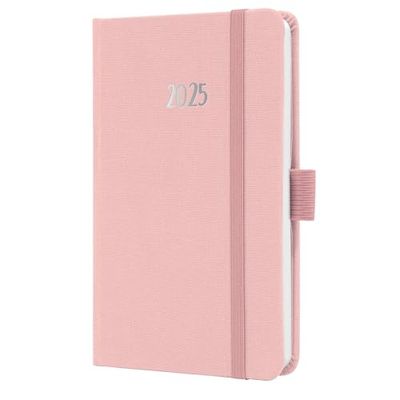SIGEL J5404 Agenda semanal Jolie 2025, certificación FSC, dos páginas = una semana, tapa dura superficie textil, aprox. A6, rosa claro, 174 páginas
