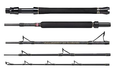 PENN Regiment III Boat 5pcs Travel, Fishing Rod, Spinning Rods, Sea - Boat Fishing, Saltwater Sea Fishing Rod - Portable Multi Piece, Protective Cordura Tube, Unisex, Black / Red, 2.13m