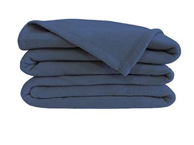 POYET MOTTE Fleece Blanket, Polyester, Marine, Individual