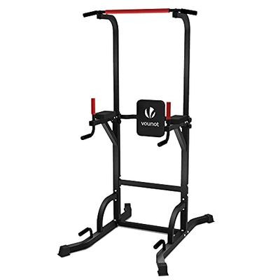 VOUNOT Krachtstation Dip Station, multifunctionele Power Tower voor thuis, met optrekstang, laadcapaciteit 150 kg, zwart
