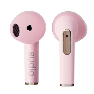 Sudio N2 Puderrosa - Bluetooth trådlösa öppna hörlurar, multipoint, inbyggd mikrofon för samtal, 30 timmars batteritid med laddningsfodral, IPX4 vattentät, USB-C, trådlös laddning