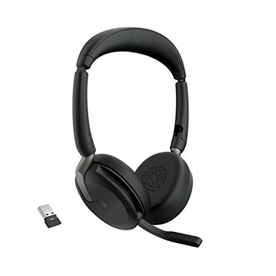 Jabra Evolve2 65 Flex - draadloze stereo headset met Bluetooth, noise cancelling Jabra ClearVoice-technologie en hybride ANC - Gecertificeerd voor MS Teams - zwart