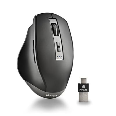 NGS BLUR-RB- Oplaadbare draadloze multi-device muis, met Bluetooth 4.0/4.0, 800/1600/3200dpi, tot 10m afstand, in het zwart