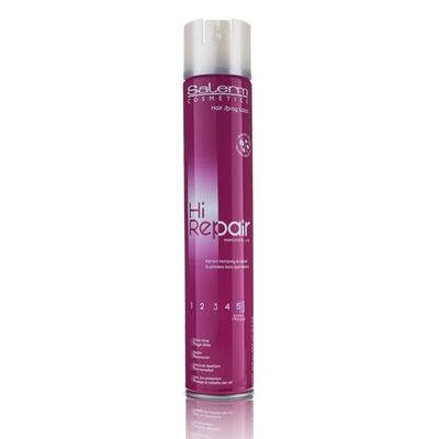 SALERM - Laca de cabelo profissional - Hi Repair força 5-750 ml - fixação extra forte - longa duração - com hidratação de seda que repara o cabelo - protege o cabelo do sol - anti-humidade