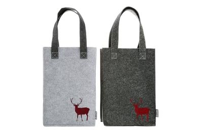 Verpakking van 8 geschenkzakjes, hertenmotief, velt, grijs, PU 8, 2 gesorteerd, L 20 cm, B 8 cm, H 30 cm