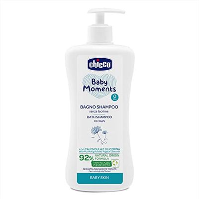 Chicco Baby Moments Bagno Shampoo Senza Lacrime per Cute Sensibile e Capelli Sottili dei Neonati, Non Irrita Gli Occhi, 0+ Mesi - 500 ml