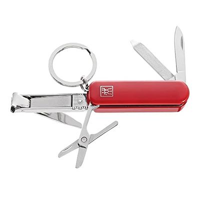 ZWILLING Narzędzie wielofunkcyjne do manicure i pedicure (brelok z nożyczkami, obcinaczką i pilnikiem do paznokci), czerwony, 60 mm