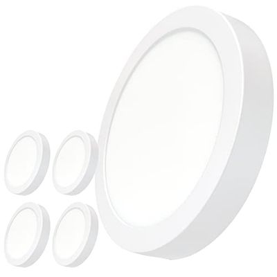 LED ATOMANT Pack de 5 painéis LED redondo superfície 220 mm, 20 W, cor branca neutra (4500 K), 1800 lúmenes, driver incluído