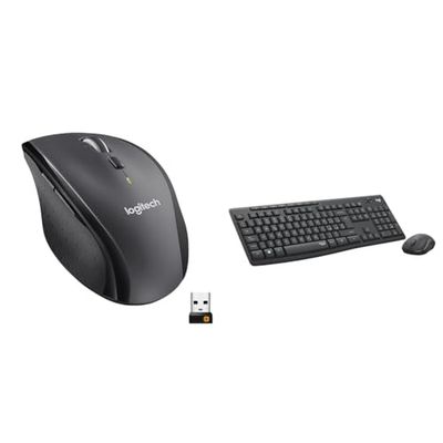 Logitech M705 Marathon Mouse Wireless, Ricevitore USB Unifying 2,4 GHz, 1000 DPI & MK295 Kit Mouse e Tastiera Wireless – Tecnologia SilentTouch, Tastierino Numerico