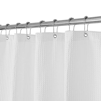 Barossa Design Tenda da doccia bianca a nido d'ape, di alta qualità, in tessuto piqué, idrorepellente e lavabile in lavatrice, dimensioni standard 182,9 x 182,9 cm