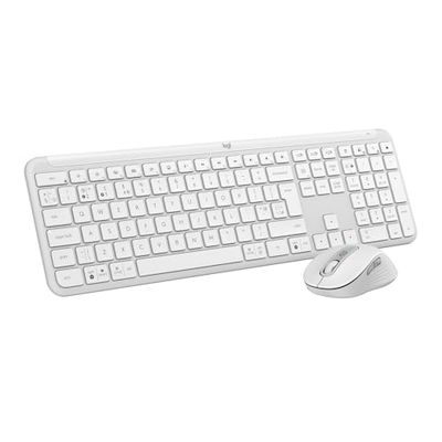 Logitech Signature Slim K950 Wireless Keyboard, Sleek Design, Switch Typing Between Devices, Quiet Typing, Bluetooth, Multi-OS, Windows, Mac, Chrome, QWERTY UK Layout, White