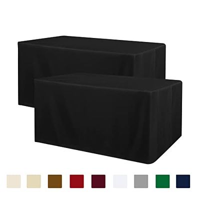 Obstal Nappe Noire ajustée pour Table rectangulaire de 1,8 m – en Polyester résistant à l'eau pour intérieur/extérieur, 183 x 76 cm