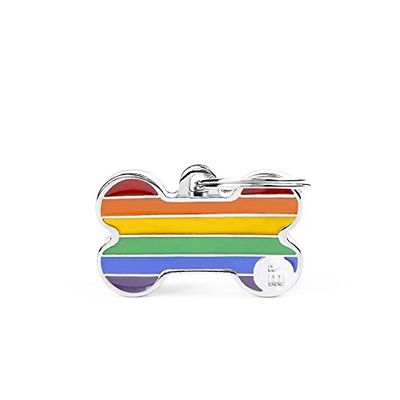 MyFamily Hond Medaille Gemaakt In Italië, Klein Bot, Hondenschotel, Emaille Metaal, Rainbow Collectie