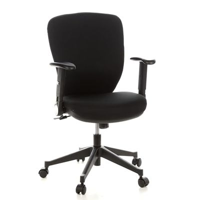 HJH Office 653620 Sedia da ufficio/Sedia girevole TRAFFIC 20 tessuto nero, sedile ergonomico, braccioli ribaltabili, regolabile in altezza, eccanismo sincronizzato, massimo comfort