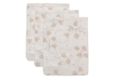 Jollein Leafy Dreams Lot de 3 gants de toilette pour bébé, 15 x 20 cm, en mousseline, 100% coton, certifiés Oeko-Tex
