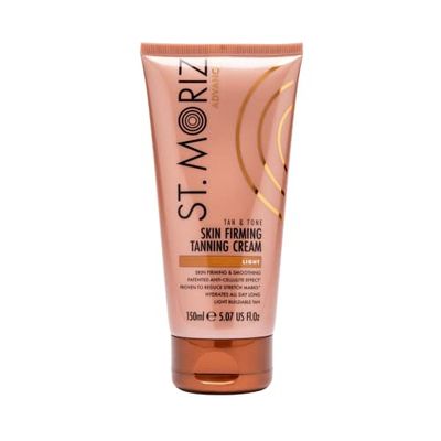 St Moriz Advanced Tan & Tone Skin Firming Tanning Cream, Fake Tan with Anti-cellulite Effect, Light (150ml)