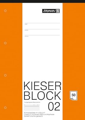 Baier & Schneider - Bloc de papel de cartas (tamaño A4, con rayas 2 K, 50 unidades), color blanco