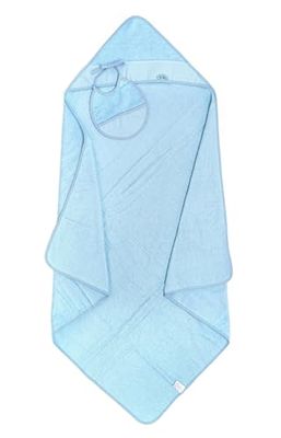 Ti TIN | Cape de Bain pour Bébé avec Point de croix, 100x100 cm | Serviette de Bain Douce, Confortable, Absorbante - 90% Coton, 10% Polyester - Tissu Éponge - Couleur Unie (Bleu) - 340g/m²