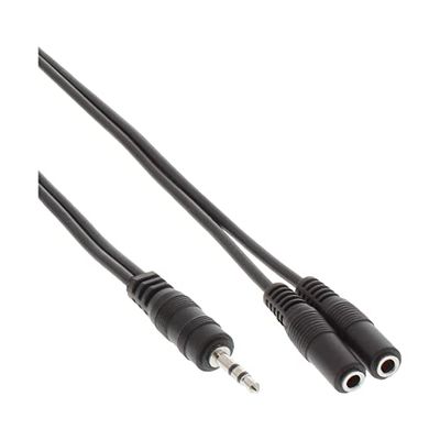 InLine 1m Stereo Audio Cable, 3.5mm Jack Plug to 2x 3.5mm Jack Socket, Compatible with Music Player, Tablet, Smartphone, etc.