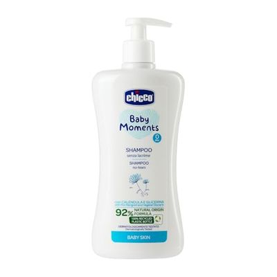 Chicco Baby Moments Shampoo Senza Lacrime, Shampoo Per Bambini Senza Parabeni, Non Irrita Gli Occhi, Ingredienti Di Origine Naturale, Prorietà Idratanti Ed Emolienti, Formato da 500 ml, 0+ Mesi,