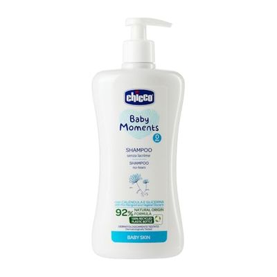 Chicco Baby Moments Shampoo Senza Lacrime, Shampoo Per Bambini Senza Parabeni, Non Irrita Gli Occhi, Ingredienti Di Origine Naturale, Prorietà Idratanti Ed Emolienti, 0+ Mesi, 500 ml