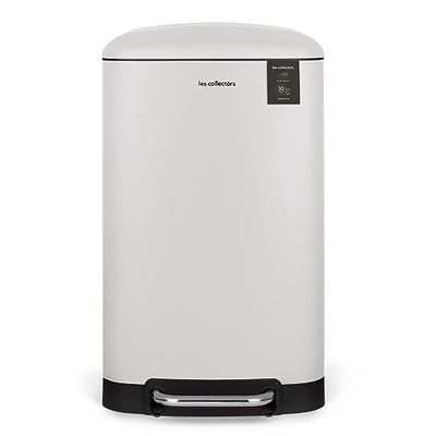 Les Collectors Poubelle de Cuisine à pédale Acier inoxydable n°728, Capacité 30L, Compacte, Seau intérieur amovible, Design élégant Finition Mat, Résistante, Fermeture couvercle silencieuse, Blanche