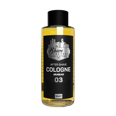 The Shave Factory Aftershave Cologne for Men – Arabian 500ml Glass Bottle – Bold, Invigorating, Warm Fragrance – Long Lasting Citrus & Amber Scent – Soothes Irritation, Refreshes Skin