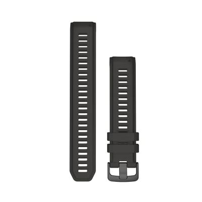 Garmin Uniseks wisselarmband voor volwassenen, 22 mm, siliconen, grafiet, onderdelen van roestvrij staal, zwart, 22 mm