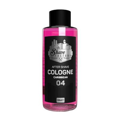The Shave Factory Aftershave Cologne for Men – Caribbean 500ml Glass Bottle – Vibrant, Citrus and Woody with a Long-Lasting, Refreshing Aroma – Soothes Irritation, Refreshes the Skin