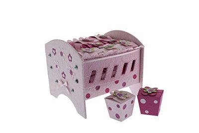Comarco Sa Pink mulberry paper cradle with 18 sugared almond boxes