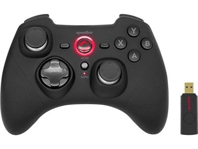 Speedlink RAIT Wireless Manette de jeu sans fil - Manette PC sans fil Gamer, Gamepad Gaming Controller avec vibration, sans câble, pour PC et Switch, noir